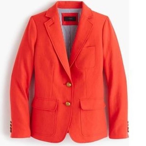 J. Crew Rhode Linen Red Gold Button Classic Blazer - Picture 2 of 13
